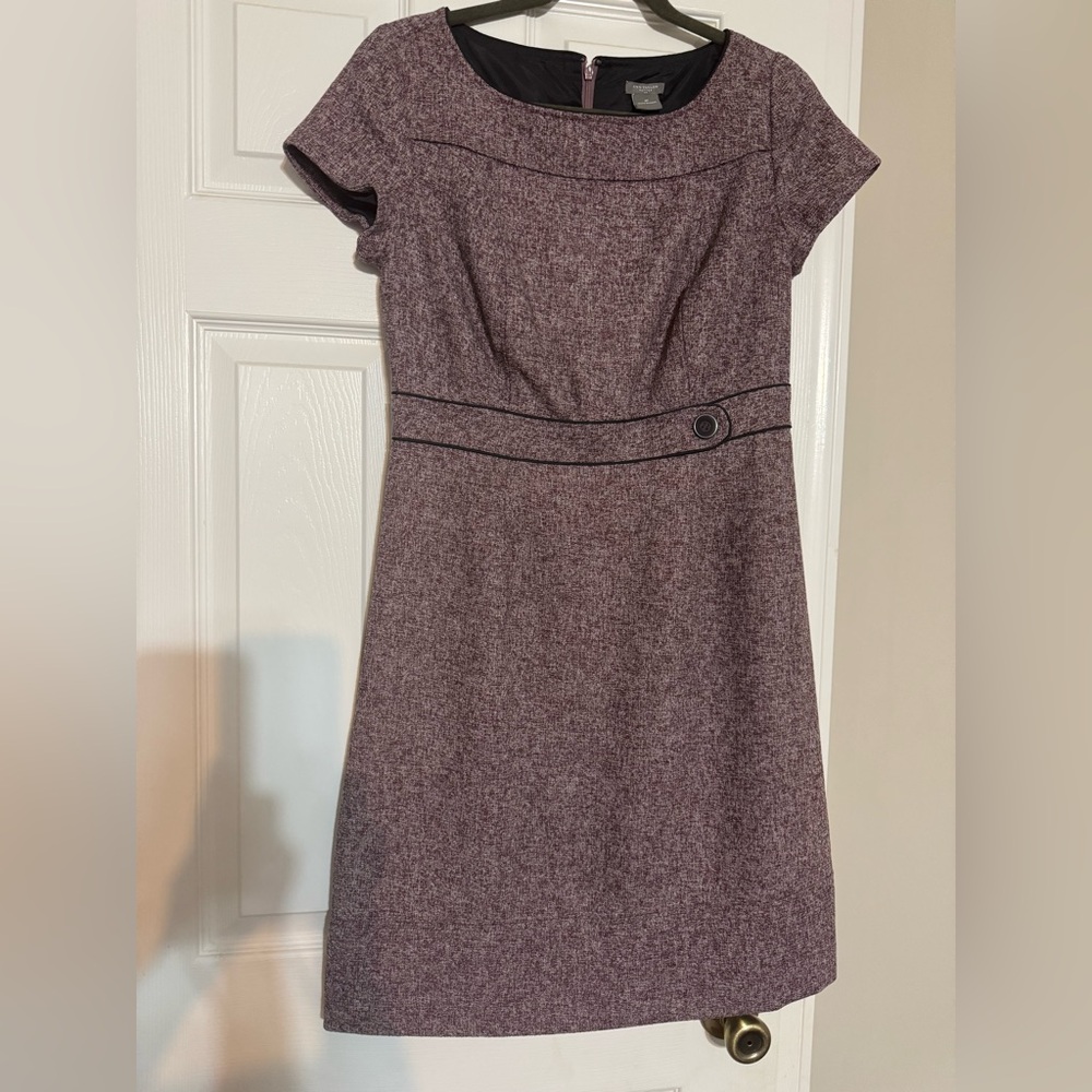 Ann Taylor Heathered Purple - Plum Gray Sheath Dress Sz 4P